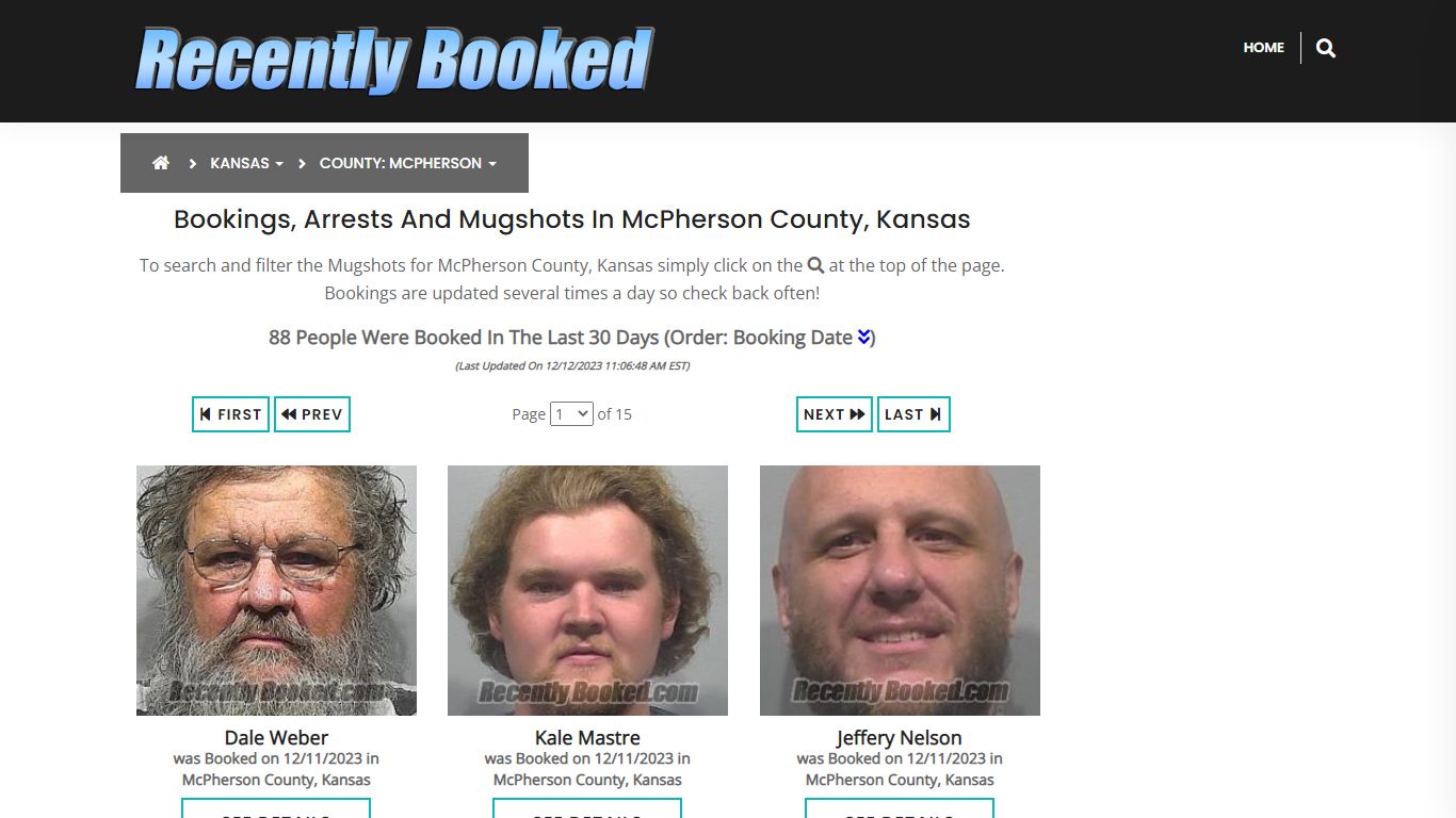 Bookings, Arrests and Mugshots in McPherson County, Kansas