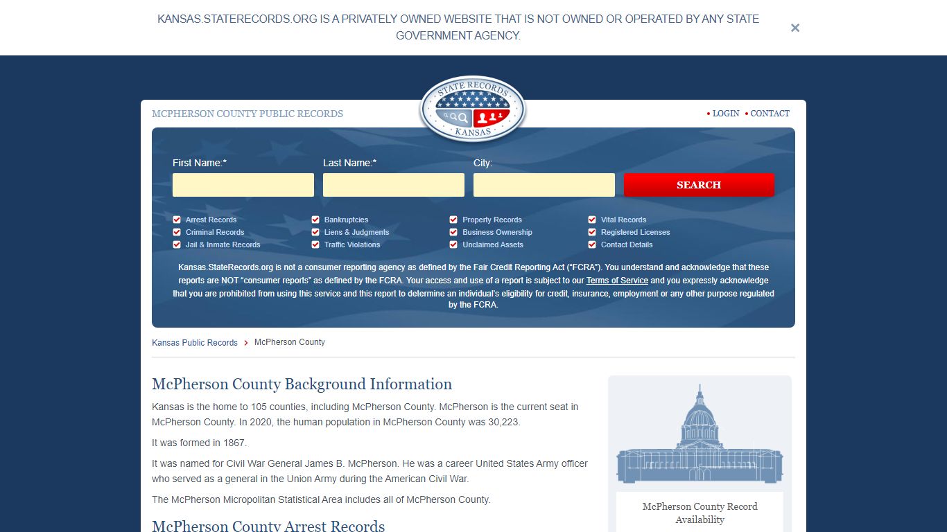 MCPHERSON COUNTY PUBLIC RECORDS - StateRecords.org